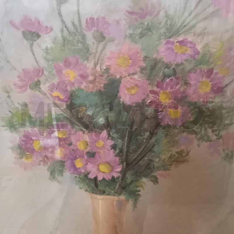 QUADRO VASO CON MARGHERITE VIOLA ACRILICO SU FAESITE  | Mercatino dell'Usato Bologna 3