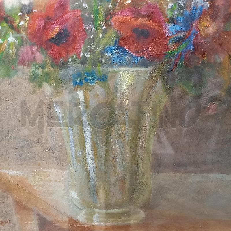QUADRO VASO MARGHERITE FIORI ROSSI | Mercatino dell'Usato Bologna 3