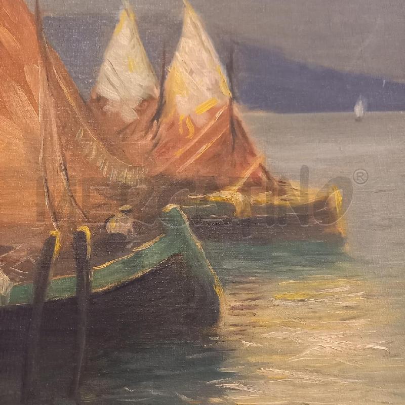 QUADRO VEDUTA CON BARCHE E PESCATORI | Mercatino dell'Usato Bologna 4