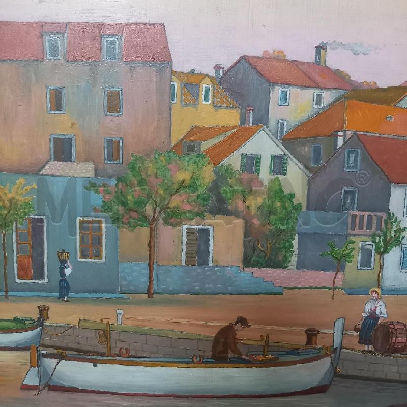 QUADRO VEDUTA CON BOTTI E BARCA | Mercatino dell'Usato Bologna 4