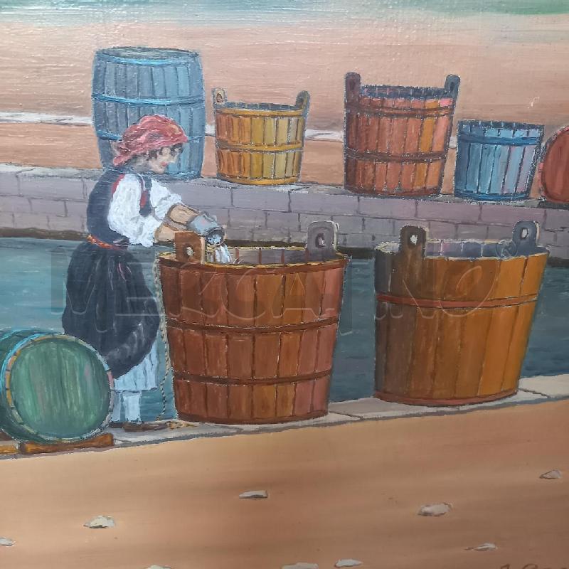 QUADRO VEDUTA CON BOTTI E BARCA | Mercatino dell'Usato Bologna 5