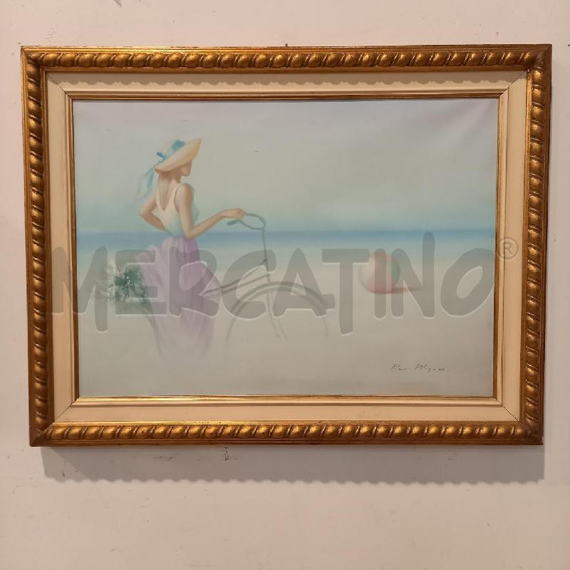 QUADRO VEDUTA CON FIGURA FEMMINILE CON BICI | Mercatino dell'Usato Bologna 1