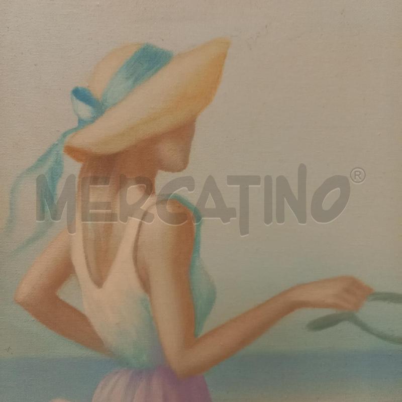 QUADRO VEDUTA CON FIGURA FEMMINILE CON BICI | Mercatino dell'Usato Bologna 4