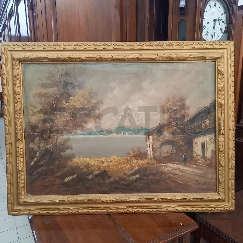 QUADRO VEDUTA CON LAGO E CASOLARE  | Mercatino dell'Usato Bologna 1