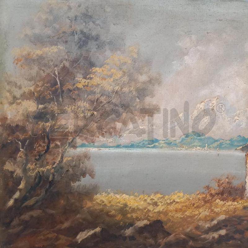 QUADRO VEDUTA CON LAGO E CASOLARE  | Mercatino dell'Usato Bologna 3