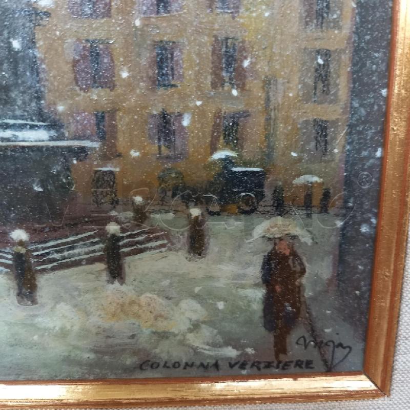 QUADRO VEDUTA CON PIAZZETTA ANIMATA | Mercatino dell'Usato Bologna 2