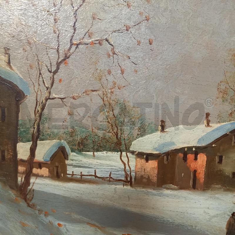 QUADRO VEDUTA INNEVATA CON 2 FIGURE | Mercatino dell'Usato Bologna 3