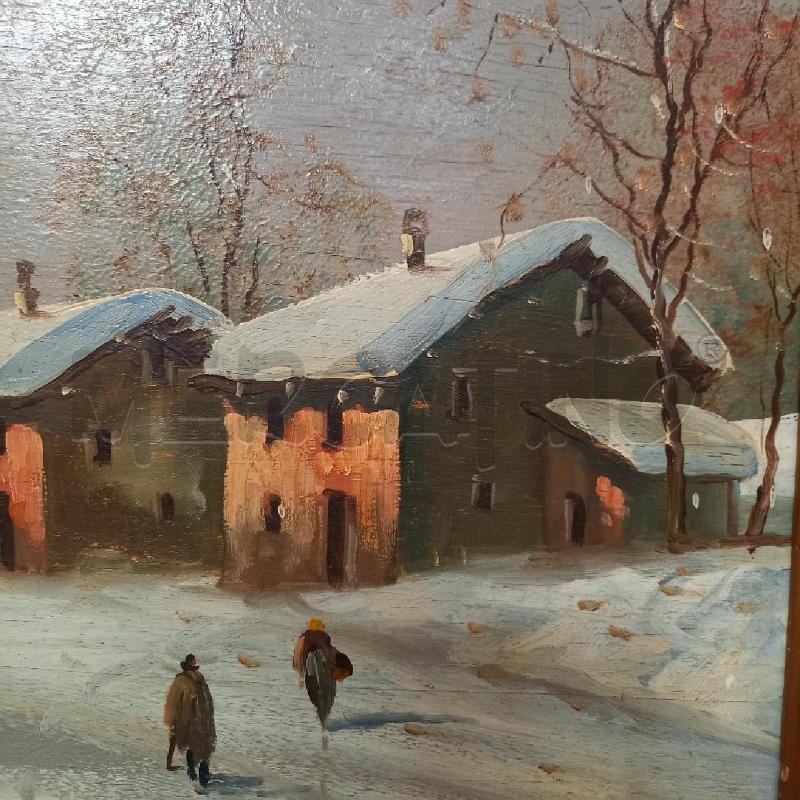QUADRO VEDUTA INNEVATA CON 2 FIGURE | Mercatino dell'Usato Bologna 4