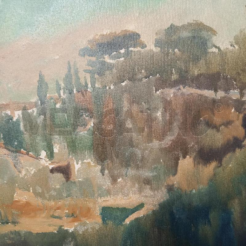 QUADRO VEDUTA MONTANA CON CASA E FIUME DIFETTO | Mercatino dell'Usato Bologna 4