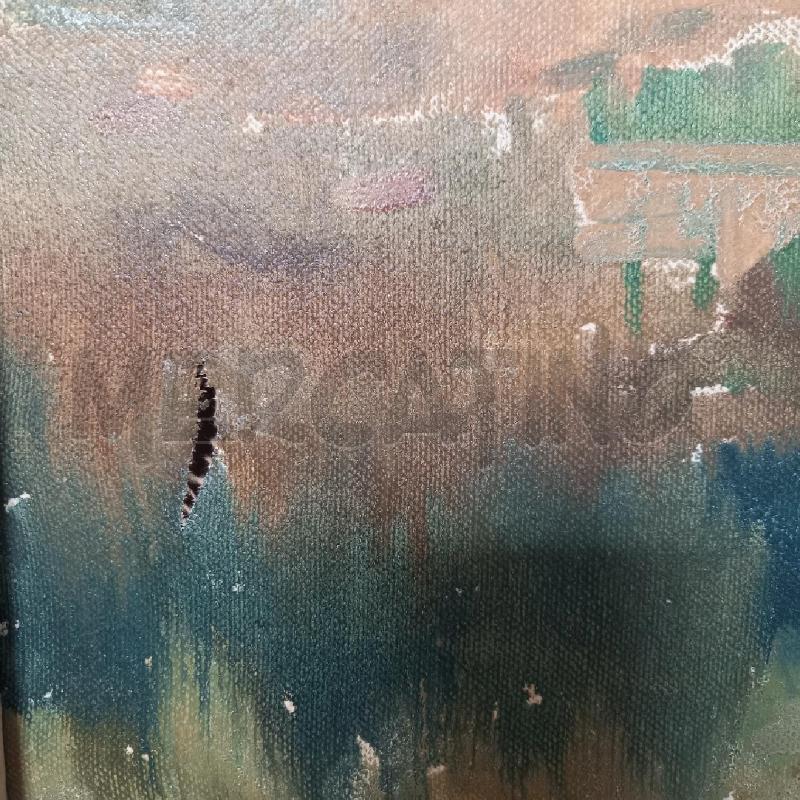 QUADRO VEDUTA MONTANA CON CASA E FIUME DIFETTO | Mercatino dell'Usato Bologna 5