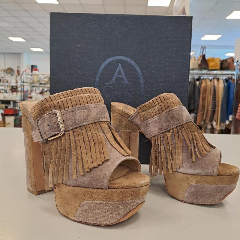 SABOT ASH SUEDE BEIGE E NOCCIOLA FRANGE | Mercatino dell'Usato Bologna 1