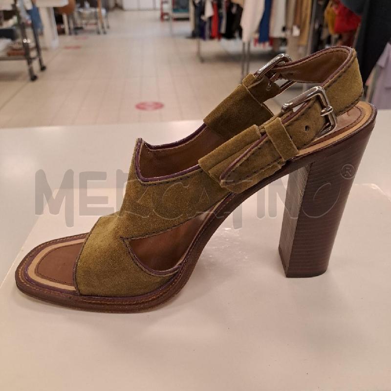 SANDALI DONNA PRADA SUEDE VERDE MUSCHIO BORDINI  PRUGNA | Mercatino dell'Usato Bologna 1