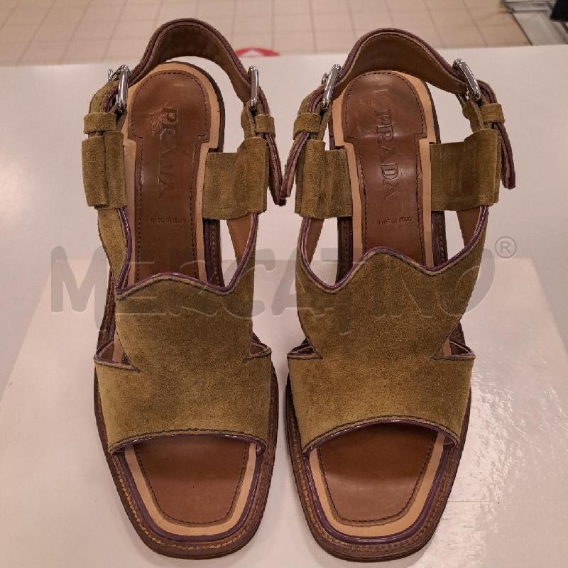 SANDALI DONNA PRADA SUEDE VERDE MUSCHIO BORDINI  PRUGNA | Mercatino dell'Usato Bologna 2
