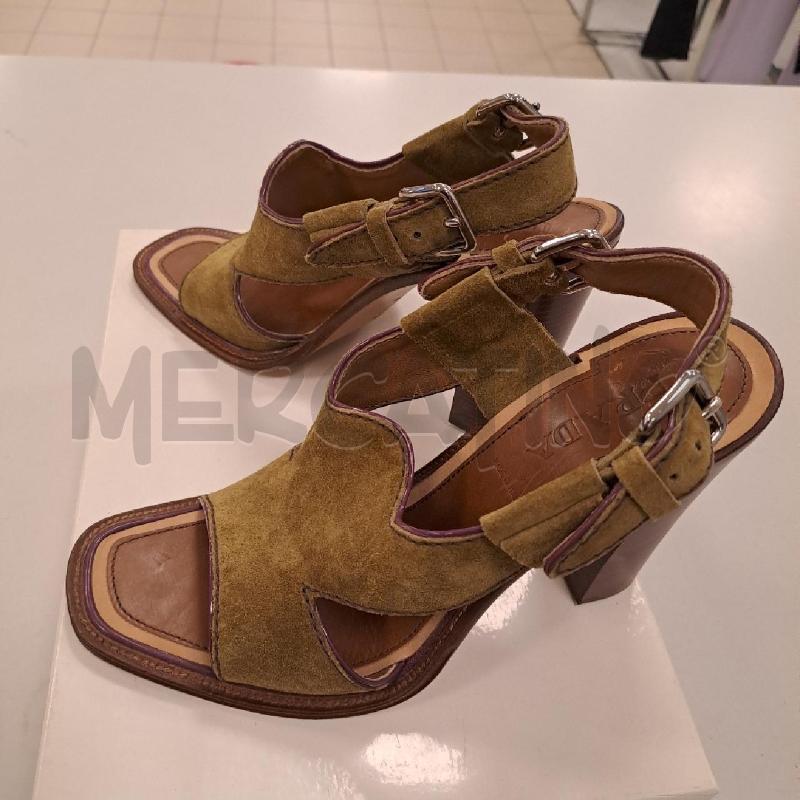 SANDALI DONNA PRADA SUEDE VERDE MUSCHIO BORDINI  PRUGNA | Mercatino dell'Usato Bologna 3