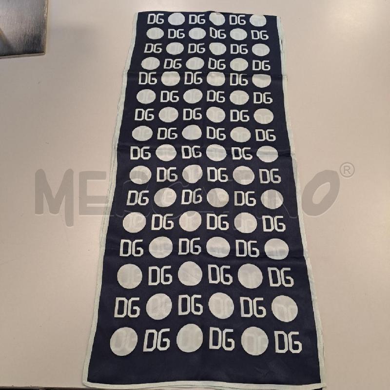 SCIARPA SETA DOLCE&GABBANA BLU GHIACCIO LOGO | Mercatino dell'Usato Bologna 1