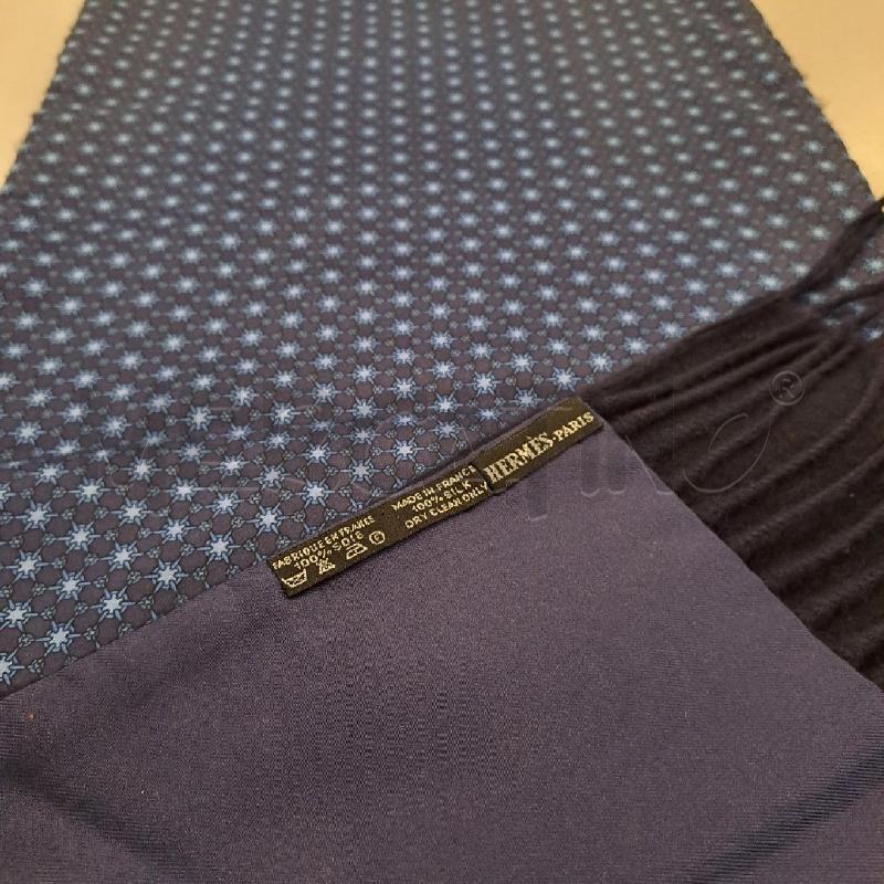 SCIARPA UOMO HERMES BLU SETA CACHEMERE LANA | Mercatino dell'Usato Bologna 1