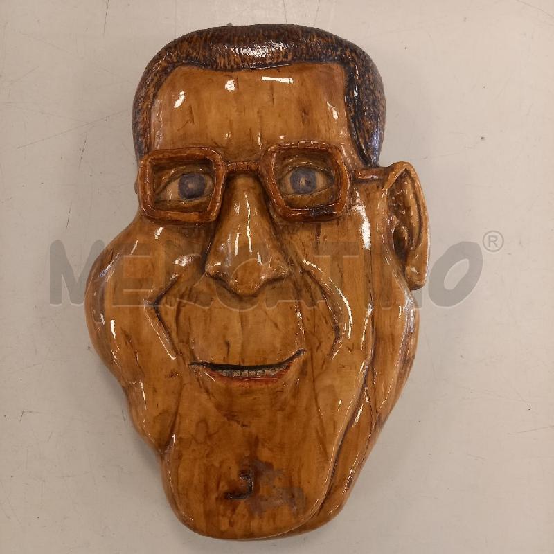 SCULTURA LEGNO VISO DI POLITICO FAMOSO | Mercatino dell'Usato Bologna 1