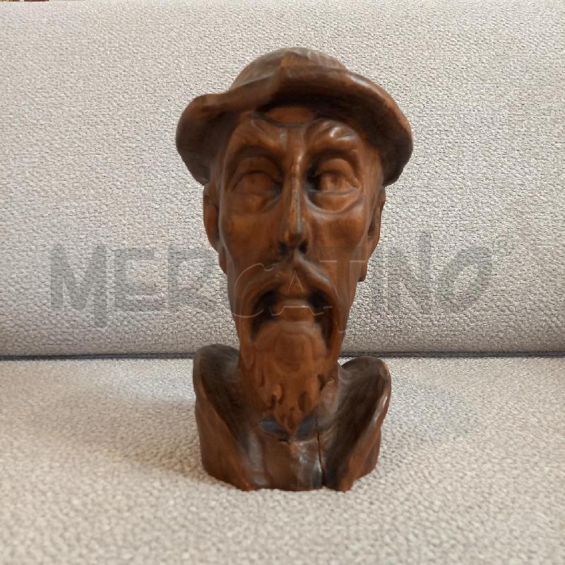 SCULTURA TESTA IN LEGNO DON CHISCIOTTE | Mercatino dell'Usato Bologna 1
