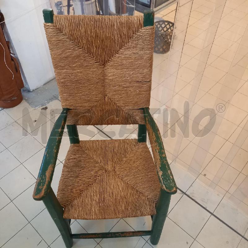 SEDIA BRACCIOLI VECCHIA IMPAGLIATA VERDE | Mercatino dell'Usato Bologna 2