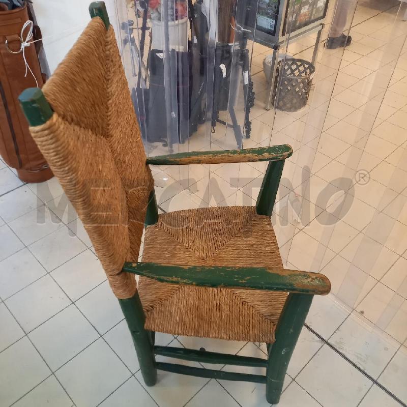 SEDIA BRACCIOLI VECCHIA IMPAGLIATA VERDE | Mercatino dell'Usato Bologna 3