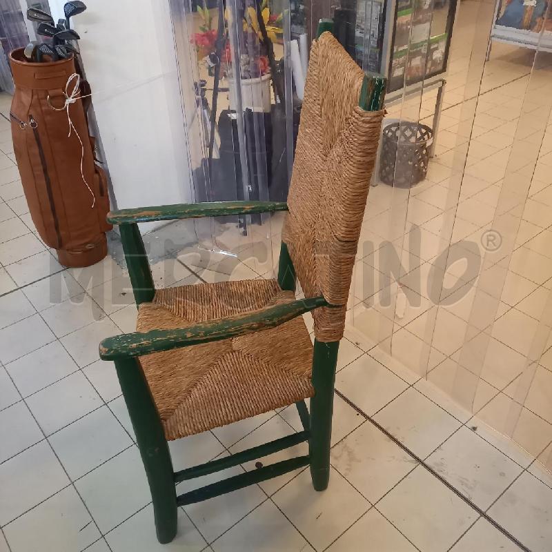 SEDIA BRACCIOLI VECCHIA IMPAGLIATA VERDE | Mercatino dell'Usato Bologna 5