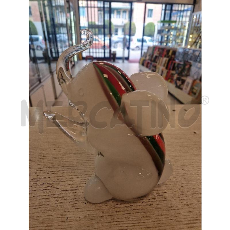 STATUINA ELEFANTE  BIANCO MURANO  | Mercatino dell'Usato Bologna 3
