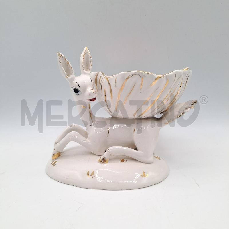 STATUINA VASETTO CERBIATTO ITALY BIANCO ORO | Mercatino dell'Usato Bologna 1