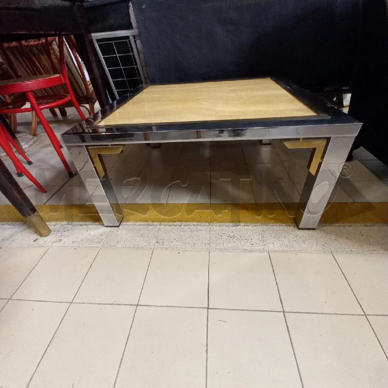 TAVOLO DA CAFFE' METALLO TRAVERTINO  | Mercatino dell'Usato Bologna 1