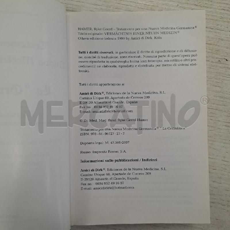 TESTAMENTO PER UNA NUOVA MEDICINA GERMANICA | Mercatino dell'Usato Bologna 3