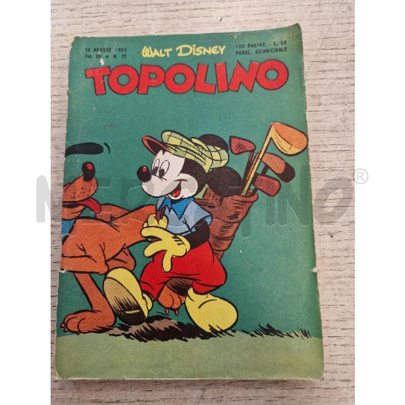 TOPOLINO NUMERO 72  DEL 10 AGOSTO 1953 | Mercatino dell'Usato Bologna 1