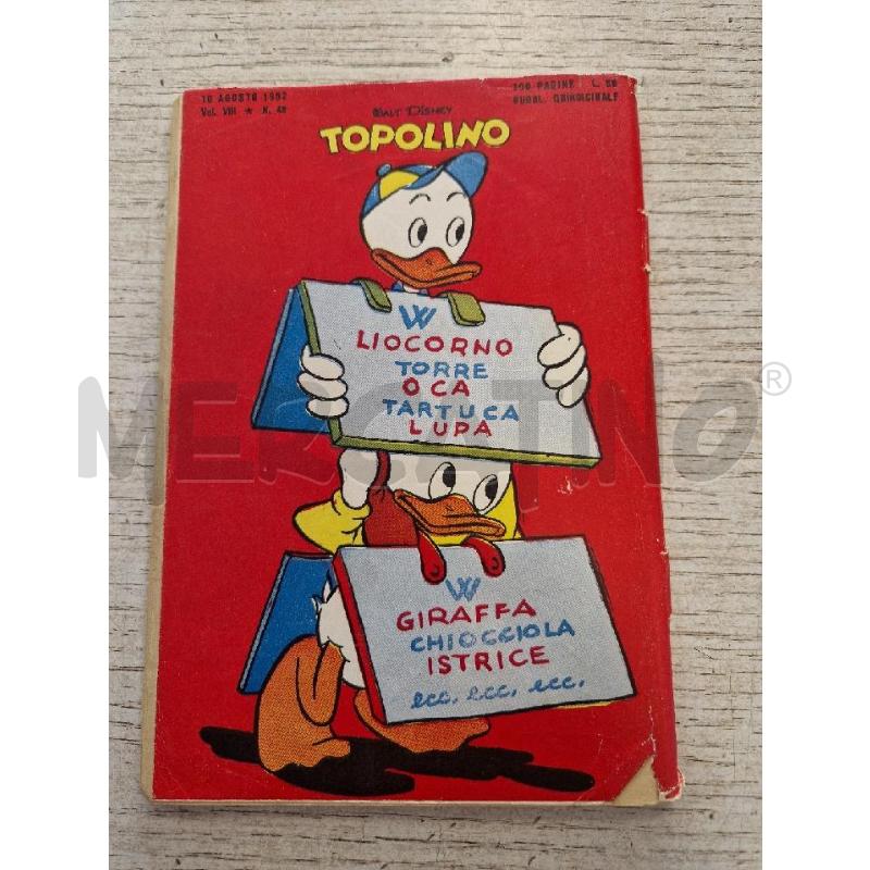 TOPOLINO  N. 48 DEL 10 AGOSTO 1952 | Mercatino dell'Usato Bologna 2