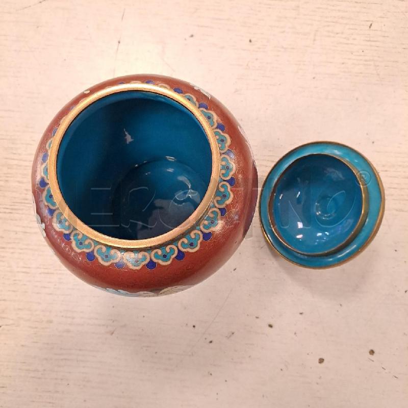 VASO CINESE CLOISONNET CON COPERCHIO  | Mercatino dell'Usato Bologna 2