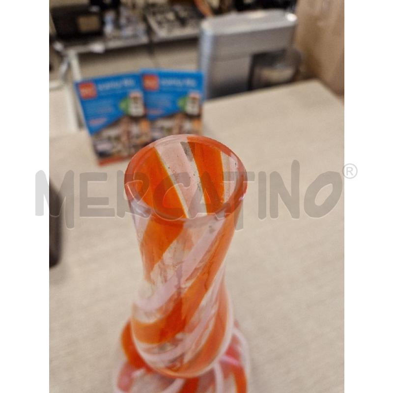 VASO RIGHE BIANCO ARANCIO VETRO MADE IN ITALY | Mercatino dell'Usato Bologna 3
