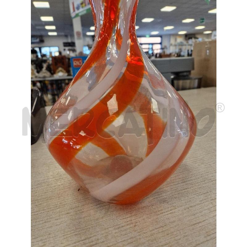 VASO RIGHE BIANCO ARANCIO VETRO MADE IN ITALY | Mercatino dell'Usato Bologna 4