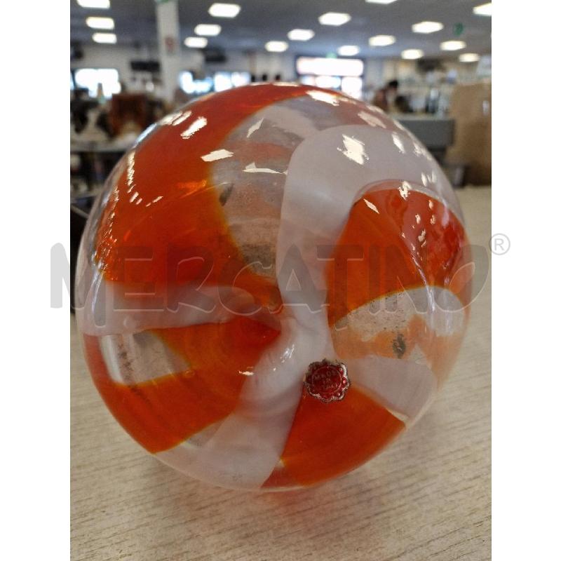VASO RIGHE BIANCO ARANCIO VETRO MADE IN ITALY | Mercatino dell'Usato Bologna 5