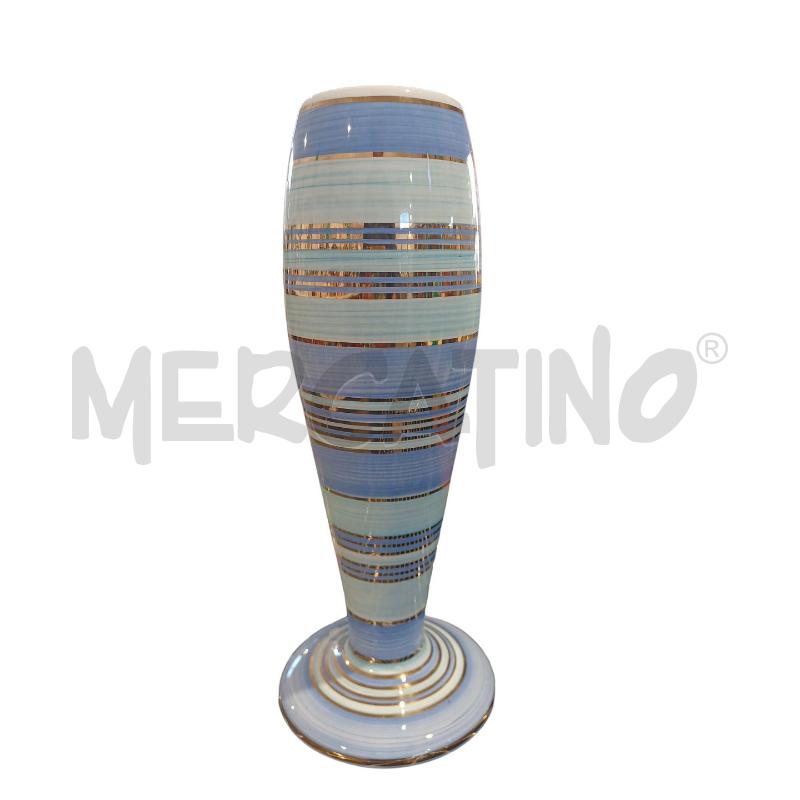 VASO CERAMICA CELESTE RIG DORATE  | Mercatino dell'Usato Cagliari 1