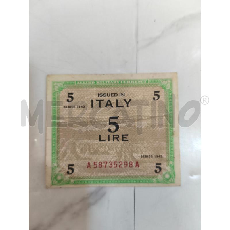 BANCONOTA 5 LIRE OCCUPAZIONE AMERICANA 1943 | Mercatino dell'Usato Campobasso 1