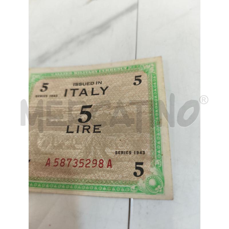 BANCONOTA 5 LIRE OCCUPAZIONE AMERICANA 1943 | Mercatino dell'Usato Campobasso 3
