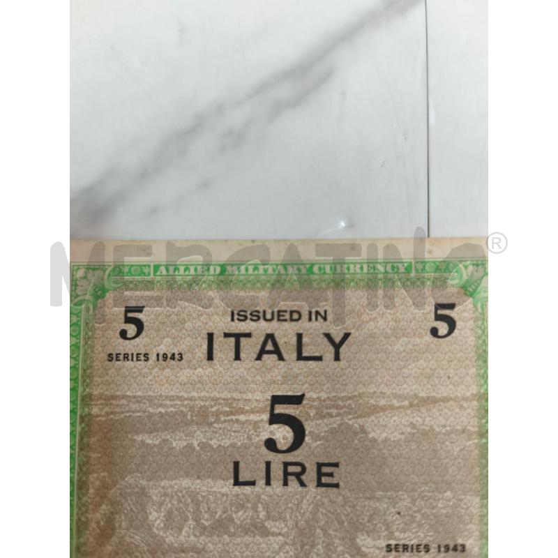 BANCONOTA 5 LIRE OCCUPAZIONE AMERICANA 1943 | Mercatino dell'Usato Campobasso 4
