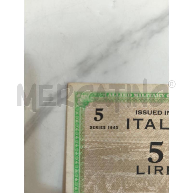 BANCONOTA 5 LIRE OCCUPAZIONE AMERICANA 1943 | Mercatino dell'Usato Campobasso 5