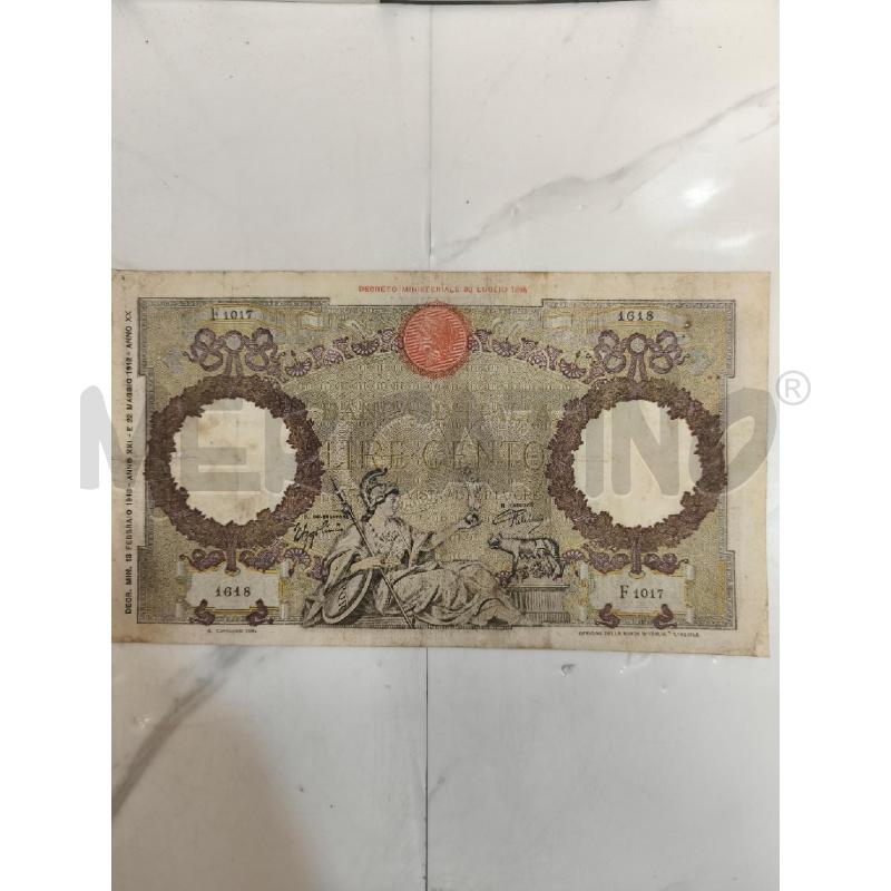 BANCONOTA LIRE 100 13.02.1943 AQUILA FASCIO  | Mercatino dell'Usato Campobasso 1
