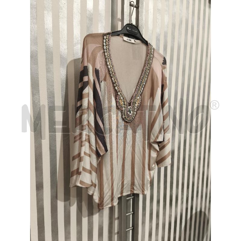 BLUSA DONNA JIJIL COLLETTO PERLINE RIGHE BEIGE E BIANCHE | Mercatino dell'Usato Campobasso 3