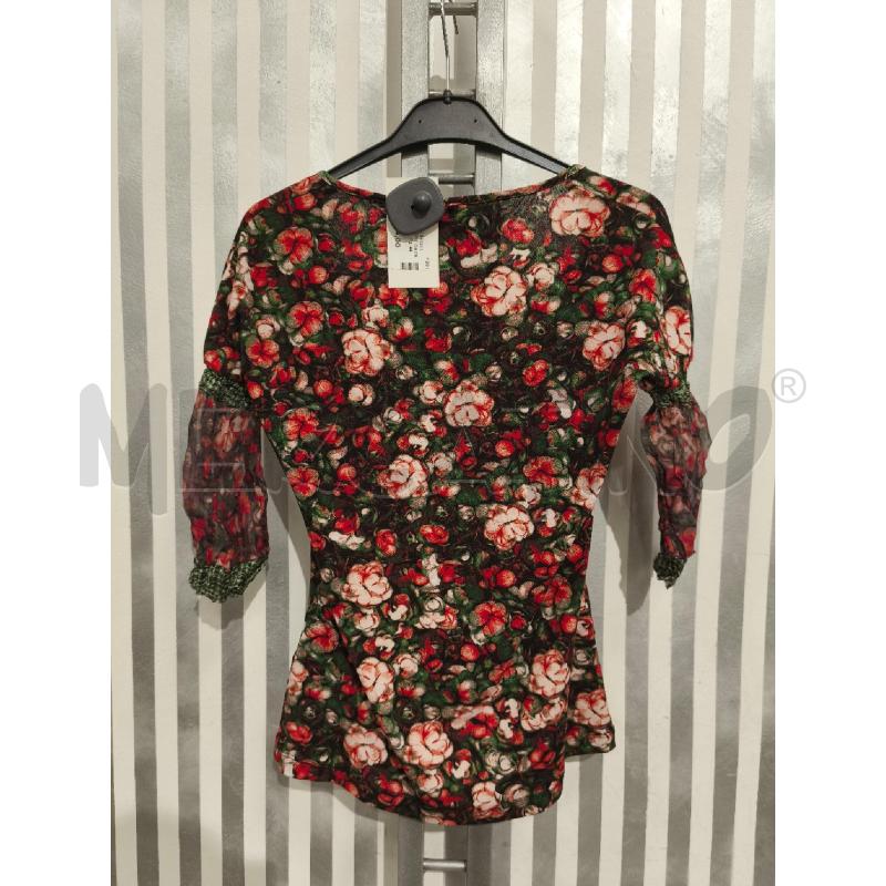 BLUSA DONNA JUST CAVALLI NERA FIORI ROSSI BORDINI VERDI | Mercatino dell'Usato Campobasso 5