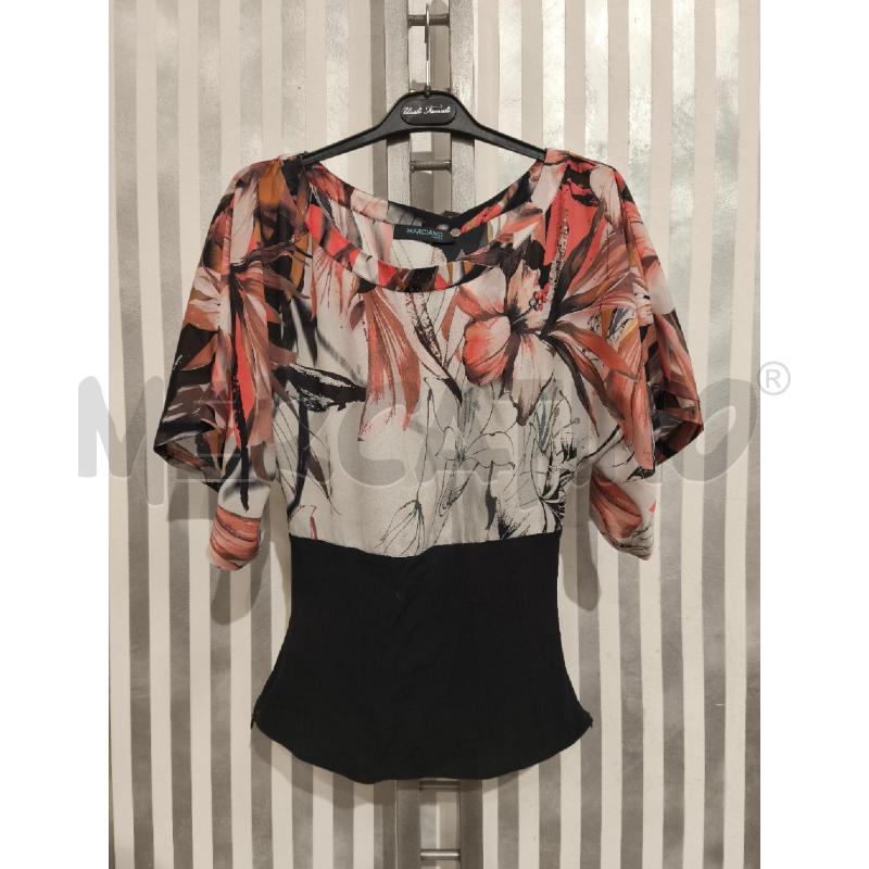 BLUSA DONNA MARCIANO BUSTO NERO SPALLE FIORI BIANCO ROSA BEIGE | Mercatino dell'Usato Campobasso 1