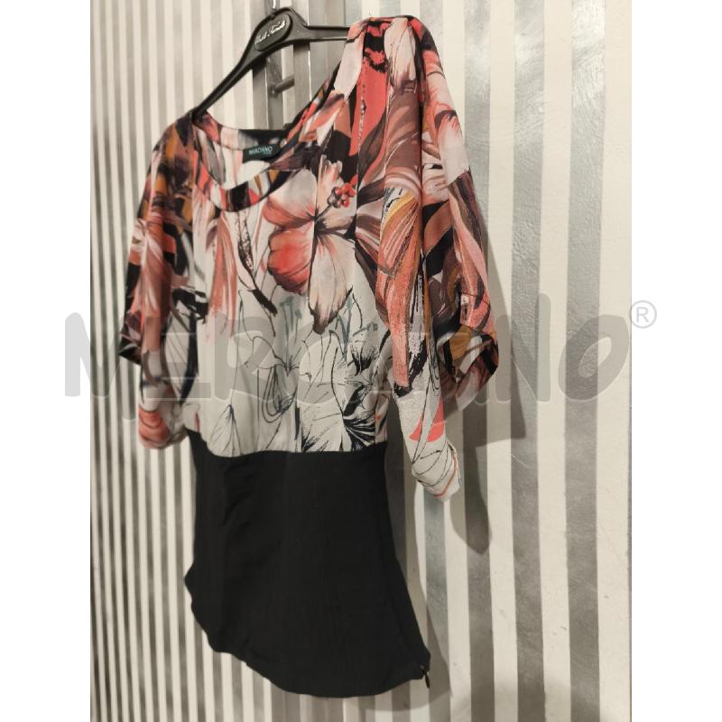 BLUSA DONNA MARCIANO BUSTO NERO SPALLE FIORI BIANCO ROSA BEIGE | Mercatino dell'Usato Campobasso 4