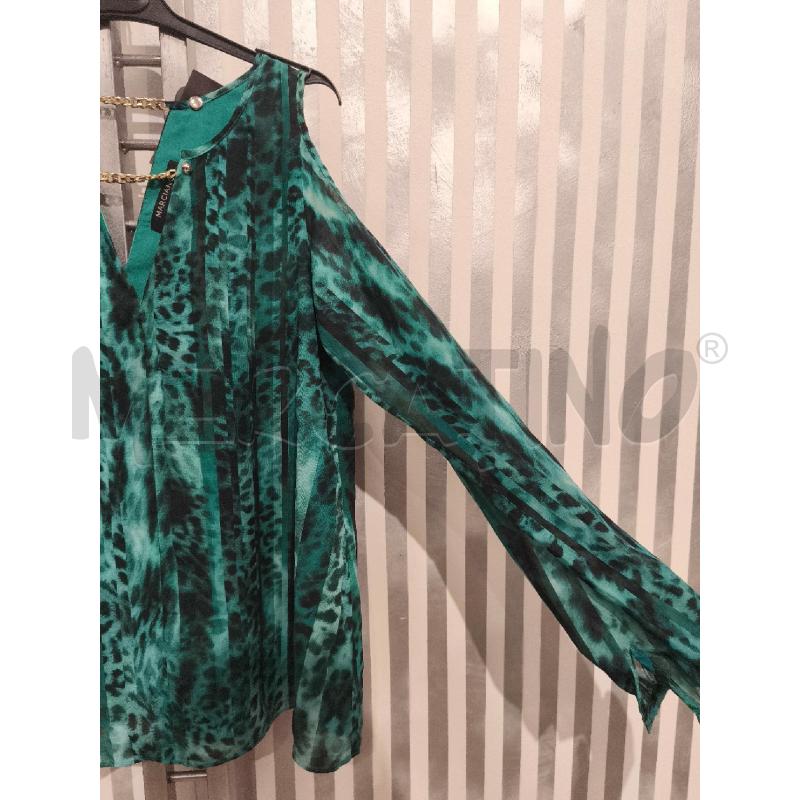 BLUSA DONNA MARCIANO GUESS ACQUAMARINA NERA ANIMALIER RIGHE | Mercatino dell'Usato Campobasso 4