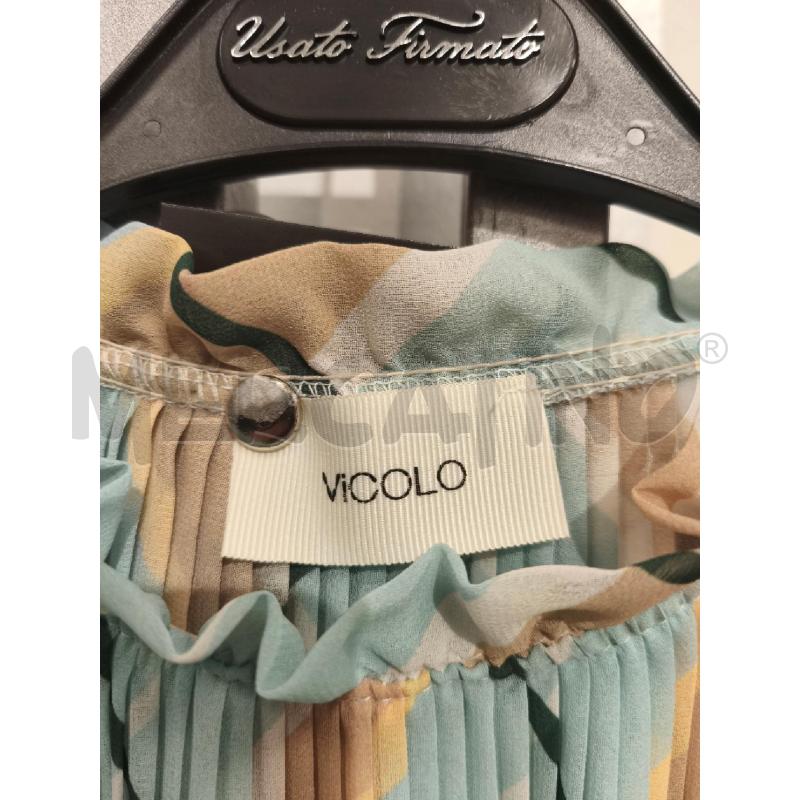 BLUSA DONNA VICOLO CELESTE BEIGE VERDE PLISSEE | Mercatino dell'Usato Campobasso 2