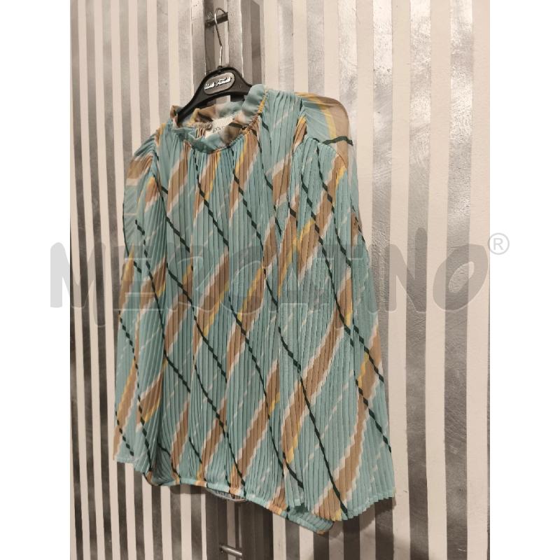 BLUSA DONNA VICOLO CELESTE BEIGE VERDE PLISSEE | Mercatino dell'Usato Campobasso 4
