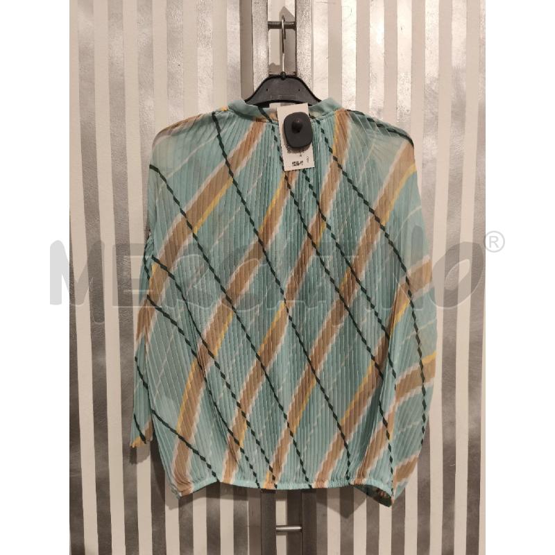 BLUSA DONNA VICOLO CELESTE BEIGE VERDE PLISSEE | Mercatino dell'Usato Campobasso 5