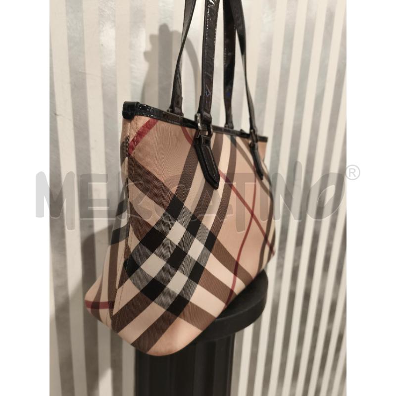 BORSA DONNA BURBERRY VERNICE NERA E CHECK | Mercatino dell'Usato Campobasso 3